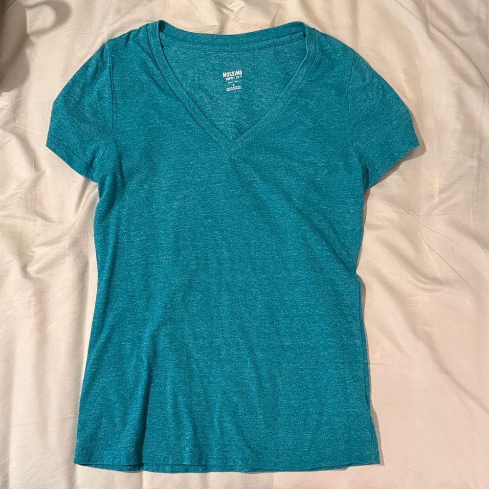 Mossimo Supply Co. Teal Short Sleeve V-Neck Tee
